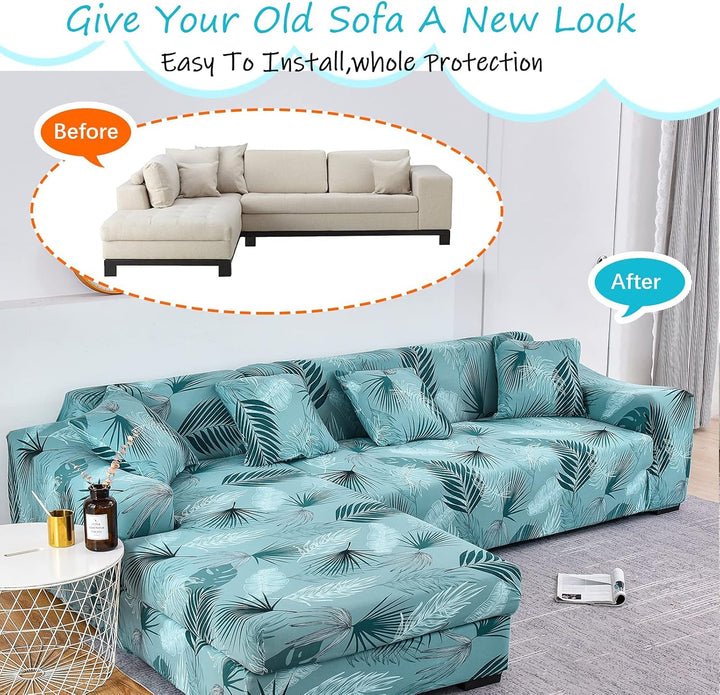 ShowyLive Sofa Überzug Ecksofa L Form Couch Überzug 2er Set Elastische Stretch mit 2 Stück Kissenbez
