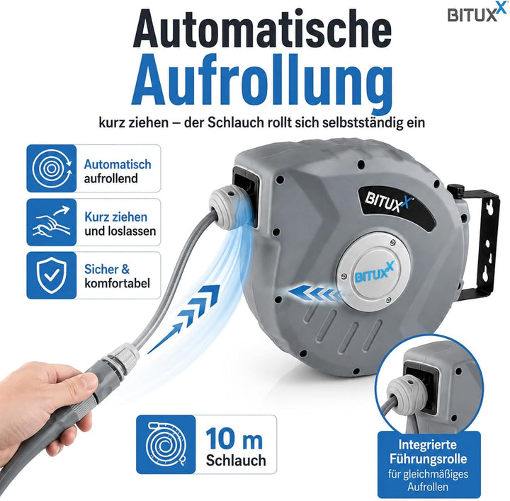 Bituxx Wand Wasser Schlauchtrommel Schlauchaufroller Wasserschlauchaufroller Schlauchbox Automatik (