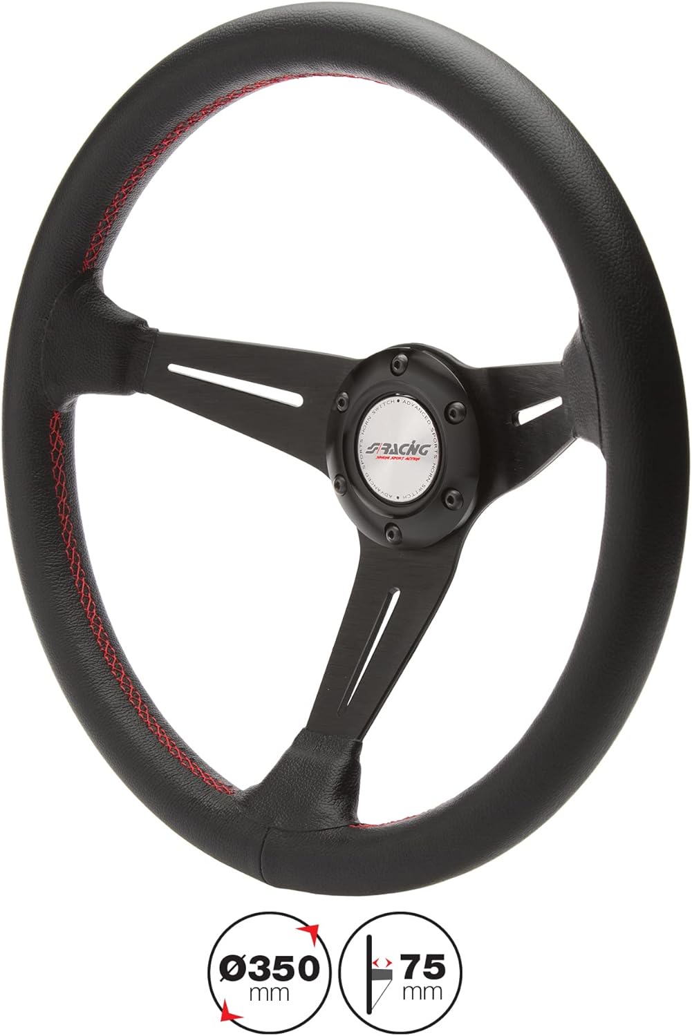 Simoni Racing CLASS Lenkrad Aus Echtem schwarzem Leder, Universal