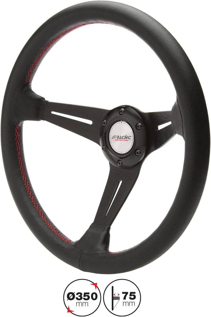 Simoni Racing CLASS Lenkrad Aus Echtem schwarzem Leder, Universal