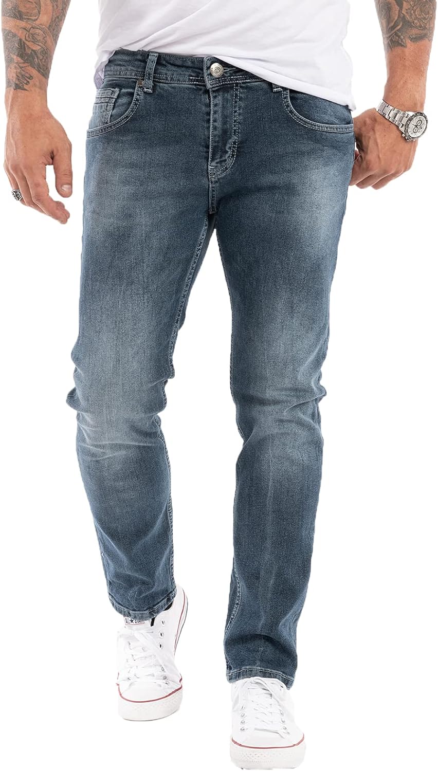 Indumentum Jeans Herren Slim Fit Hose Stretch 32W / 30L Blau - Is-307, 32W / 30L Blau - Is-307