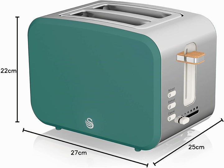 Swan Nordic Frühstücksset, Wasserkocher, 1,7 l, 2200 W, Breitschlitz-Toaster, 2 Scheiben, digitale M