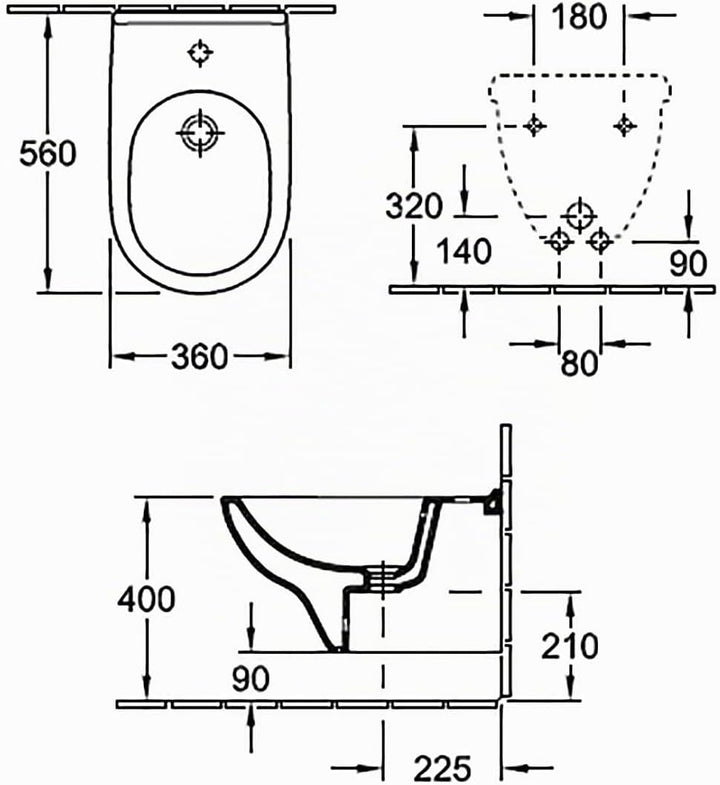 Villeroy &amp; Boch O.Novo Wand-Bidet 36x56 cm. Weiss