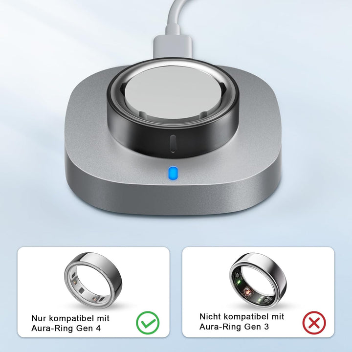 ZOOROO Ladegerät kompatibel mit Oura Ring Gen 4/4 Ceramic, Schnelllade-Dock mit USB C Kabel Tragbare