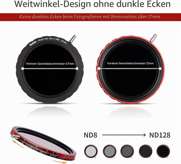 Haida CPL + VND 2-in-1 Filter 82mm - Polarisationsfilter variabler ND-Filter 3-7 Stopps ND8 ND16 ND3