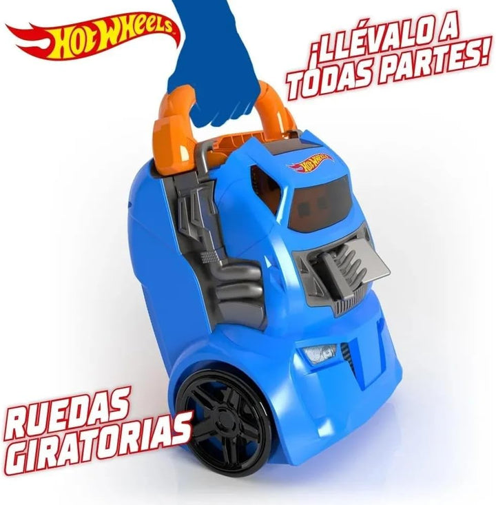 Hot Wheels Cefa Toys Koffer für Autos, 2-in-1, mit Kapazität für 20 Autos, 4 Verschiedene Tracks, Me