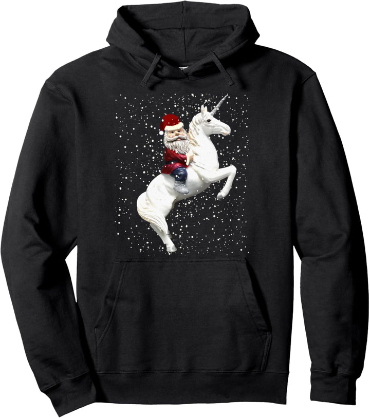 Weihnachts-lustiger Weihnachtsmann Gnom der ein Einhorn Pullover Hoodie