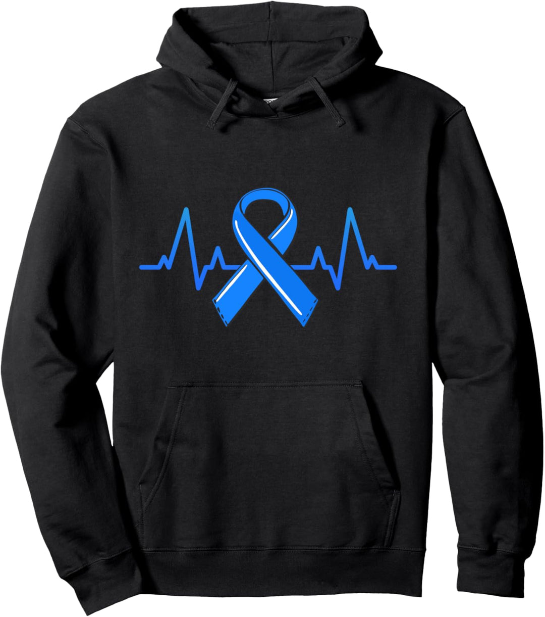 ALS Heartbeat Tee Family Blue Ribbon Awareness Warrior Gift Pullover Hoodie