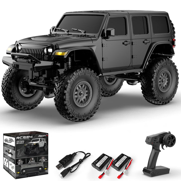 RACENT 1:24 4WD Off-Road RC Auto mit Metallkarosserie und hochwertigem Motor, RC Crawler mit 2 Akkus