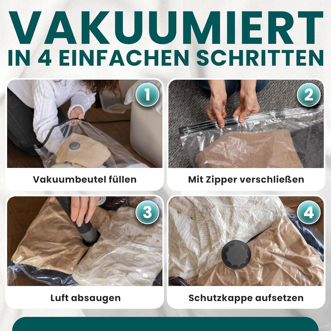 myHodo Vakuumbeutel für Kleidung (10 Stück 60x80 cm), Wiederverwendbare Aufbewahrungsbeutel zur Aufb