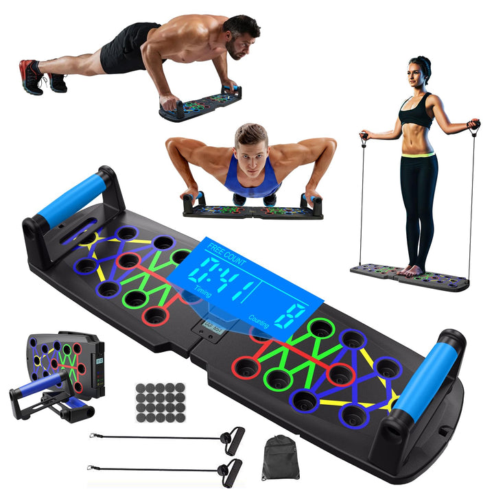 Liegestützbrett mit Automatischer Zählung, Multifunktionales 30-in-1 Push Up Board, Faltbares Fitnes