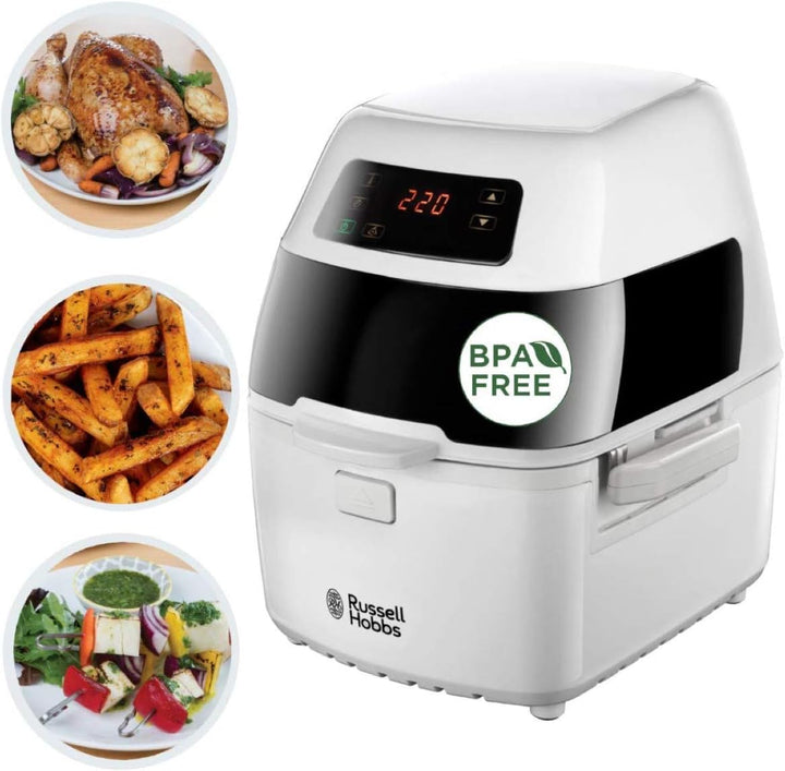 Russell Hobbs Heissluftfritteuse, rotierender Frittierkorb, Touch Control Display, Rotisseriespiess,