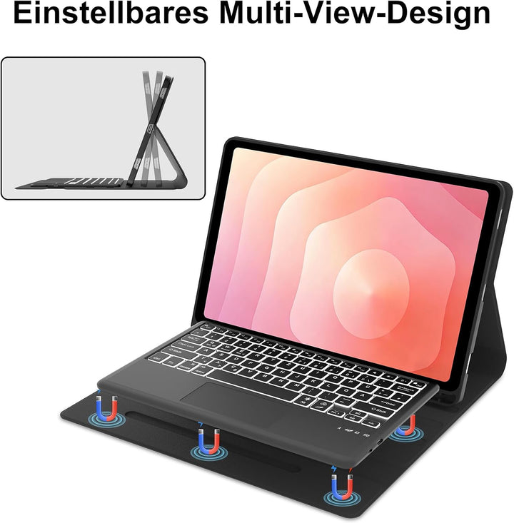 Hülle mit Tastatur für Samsung Galaxy Tab S11 Ultra 14,6 Zoll con Touchpad, Magnetisch Beleuchtung T