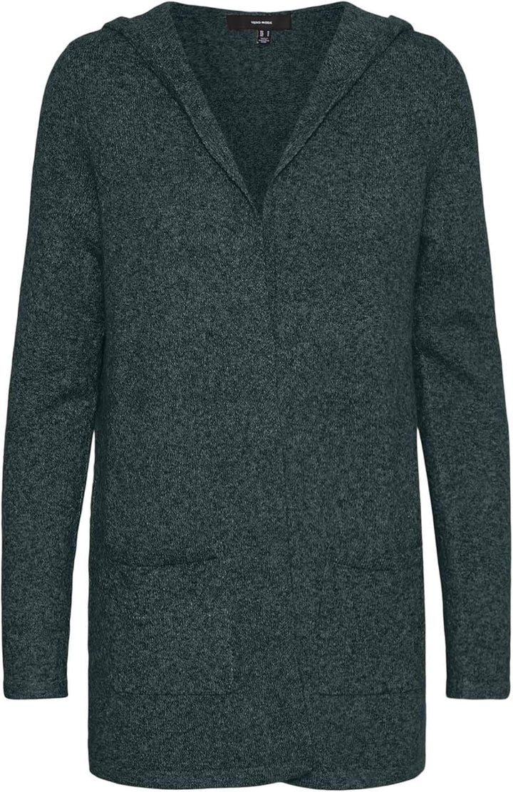VERO MODA Damen Vmdoffy Ls Open Hood Cardigan Ga Noos Strickjacke, Woodrose/Detail:melange