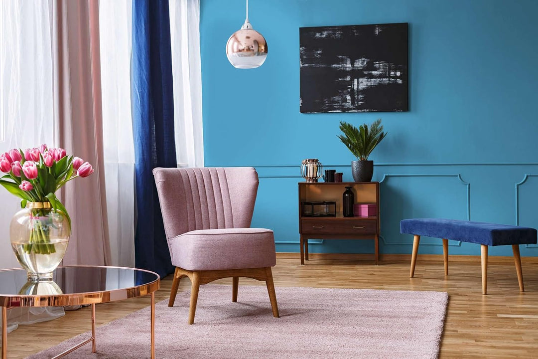 New Walls Premium Wandfarbe Blau, Eisblau Liquid Luxury Dispersionsfarbe für Innenräume – 1 L 1000 m