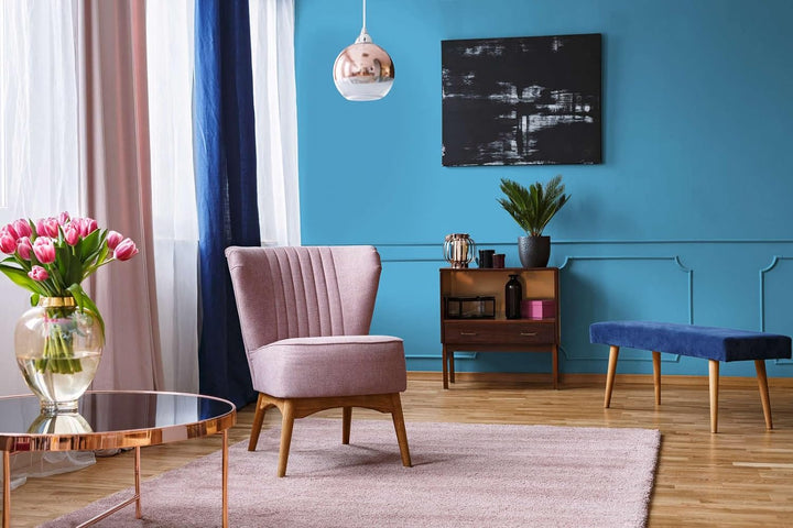 New Walls Premium Wandfarbe Blau, Eisblau Liquid Luxury Dispersionsfarbe für Innenräume – 1 L 1000 m