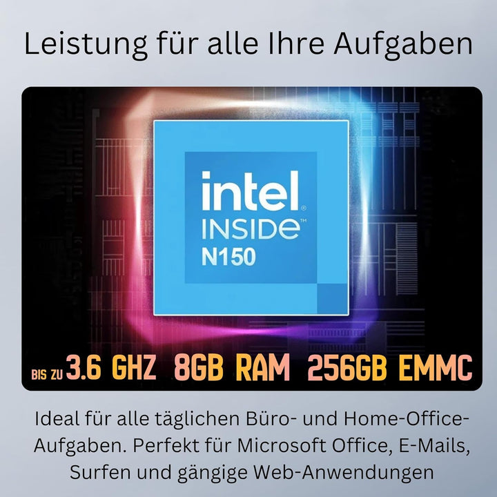 Orbsmart AW-16L Lüfterloser Mini PC mit Intel N150, 8GB RAM & 256GB Speicher | Windows 11 Pro, 4K Tr
