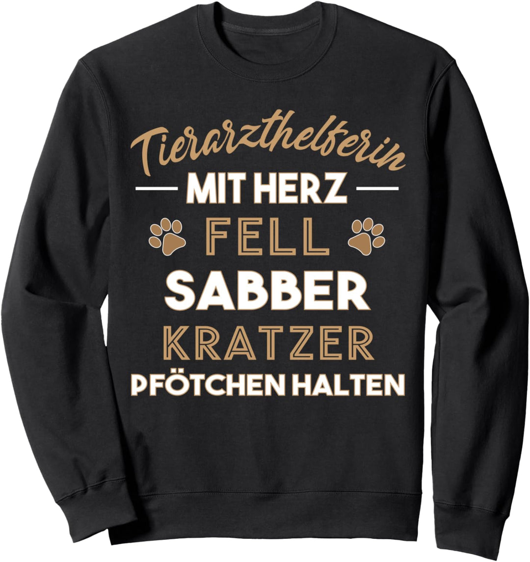 Tierarzthelferin mit Herz Fell Sabber Kratzer Veterinär Sweatshirt