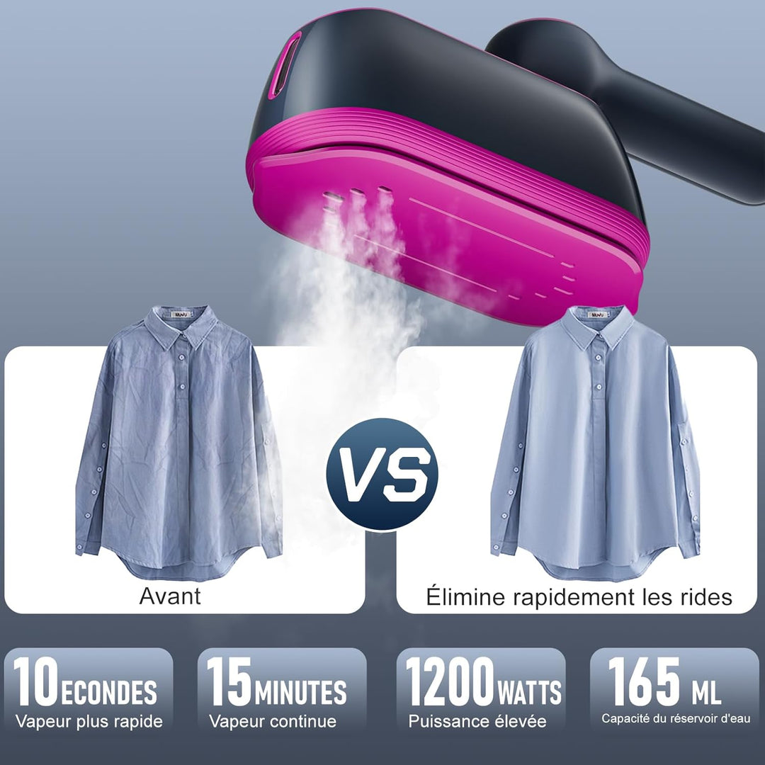Tragbarer 2-in-1-Dampfglätter für Kleidung – Reisebügeleisen, Grau, Grau