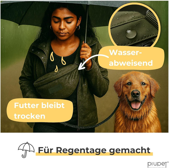 PiuPet® Leckerlitasche für Hunde I Stylische & wasserdichte Gassitasche Hunde mit 3 Reissverschlussf