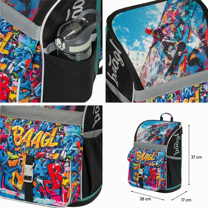 Baagl Schulranzen Jungen Mädchen Set 5 Teilig (Zippy Schultasche für 1. Klasse, Mäppchen, Turnbeutel