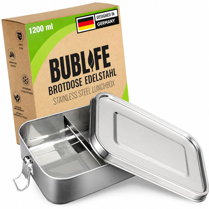 Brotdose Edelstahl mit Fächern Lunchbox - 1200ml - Kinder & Erwachsene 1200 ml, 1200 ml