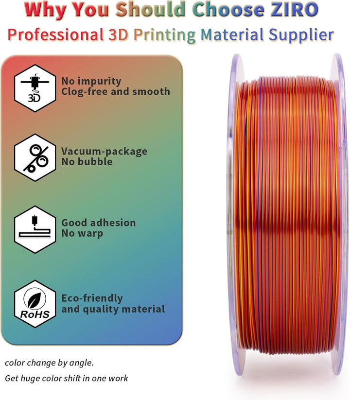 ZIRO PLA Filament Dreifach Farbe Coextrusion Silk 3D Drucker Filament 1.75mm für 3D-Drucker & 3D-Sti