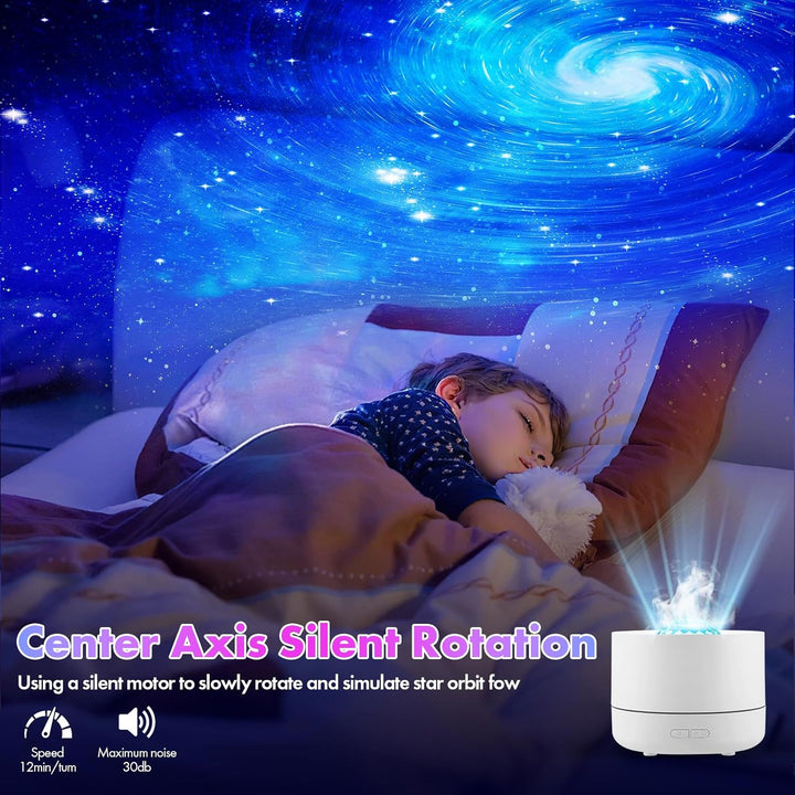 Luftbefeuchter mit Sternenprojektor - 7 Farben LED Nachtlicht & Aromadiffusor - 200ml Tank, 35dB Lei