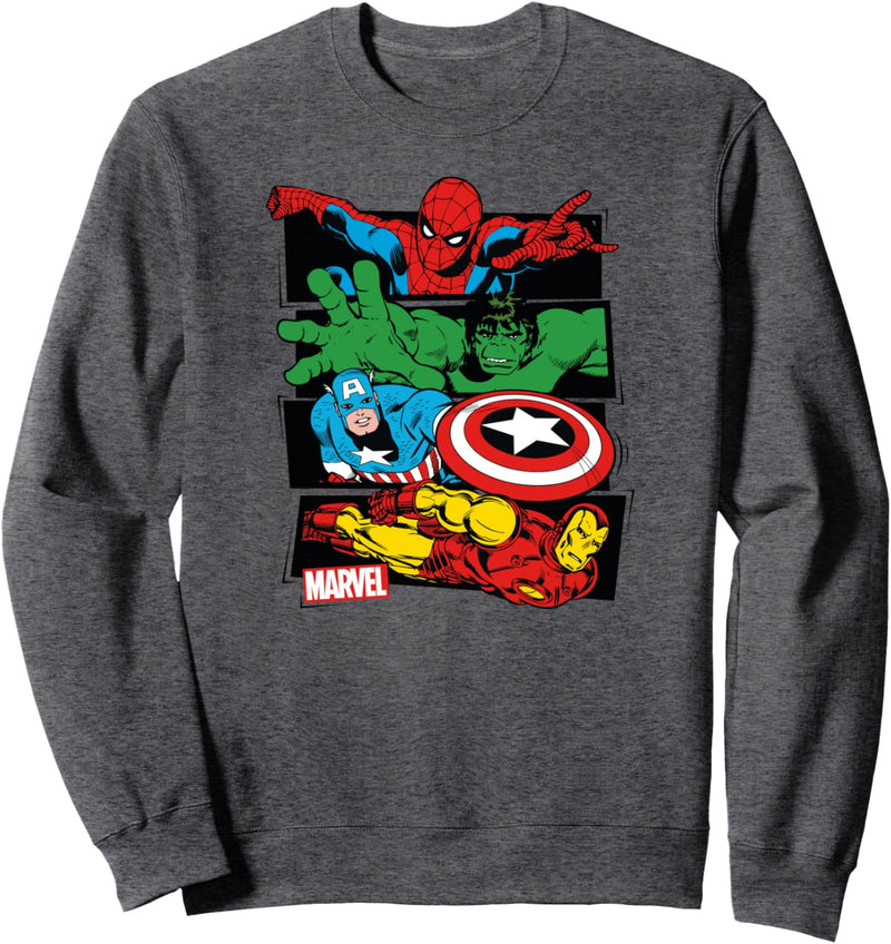 Marvel Spider-Man, Hulk, Captain America, Iron Man Panels Sweatshirt