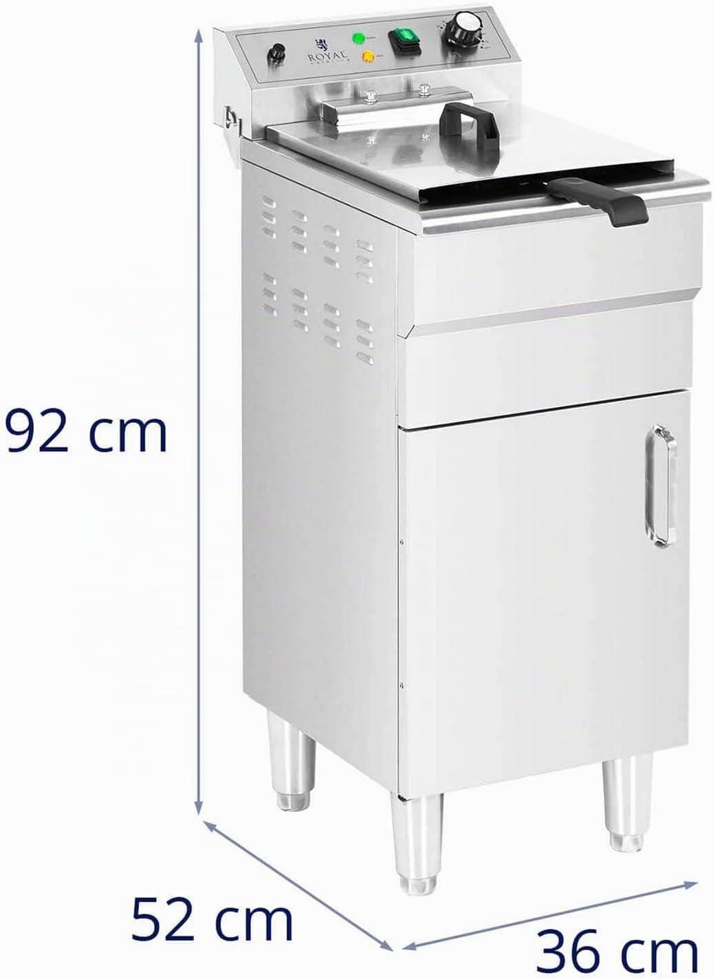 Royal Catering RCPKF 13DSH Elektro-Fritteuse mit Unterschrank 13 L 5.000 W Ablasshahn Kaltzone Fritt