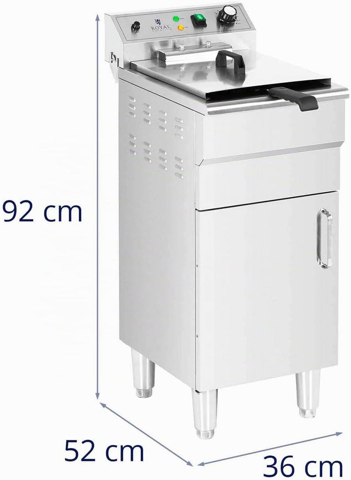 Royal Catering RCPKF 13DSH Elektro-Fritteuse mit Unterschrank 13 L 5.000 W Ablasshahn Kaltzone Fritt