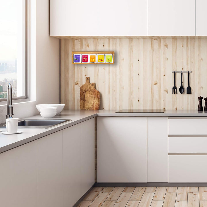 Teebeutel Aufbewahrungsbox Organizer - Teebox mit Kippdeckel zum Wand aufhängen - Teebeutelspender N