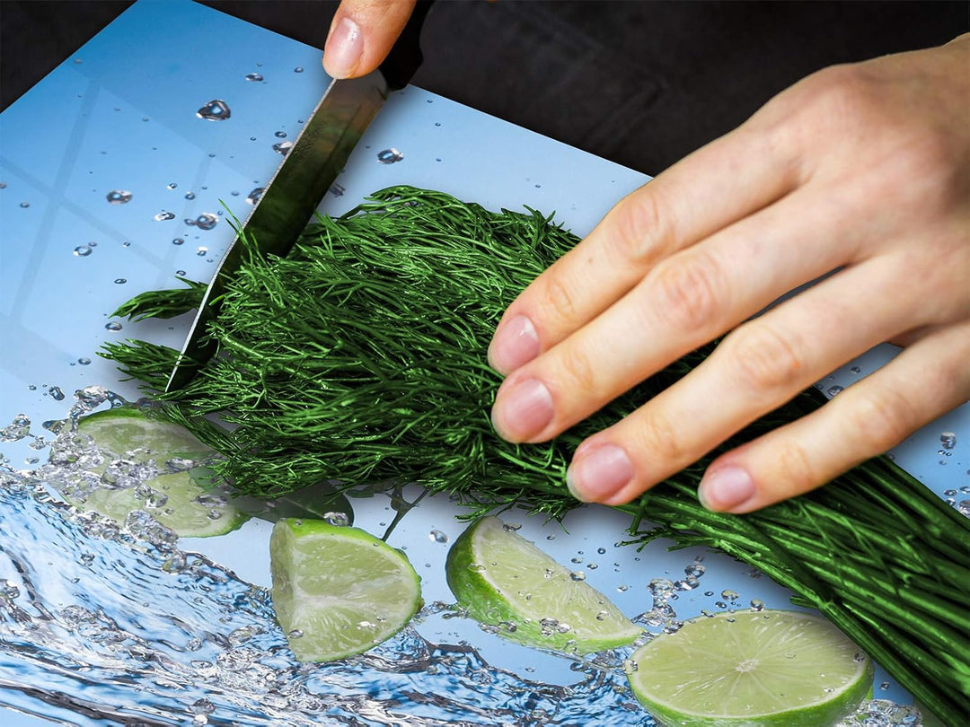 Küchenbrett aus Hartglas und Induktionskochplattenabdeckung – Schneideplatten SINGLE mit 60 x 52 cm