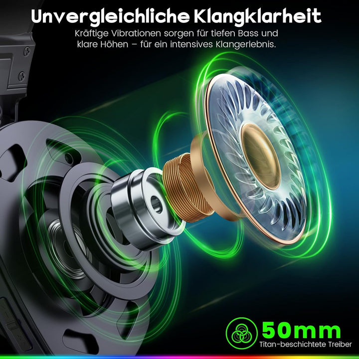 WG1 Bluetooth Headset, 2,4G Gaming Headset Wireless mit Mikrofon für PS5, PS4, PC, Mac, Faltbarer Su