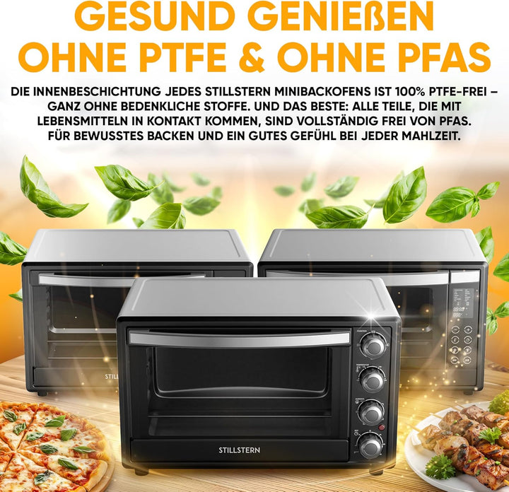 Stillstern Minibackofen mit Umluft (45L) Deutsche Version, 2x Backblech, Ofenhandschuhe, Rezeptheft,