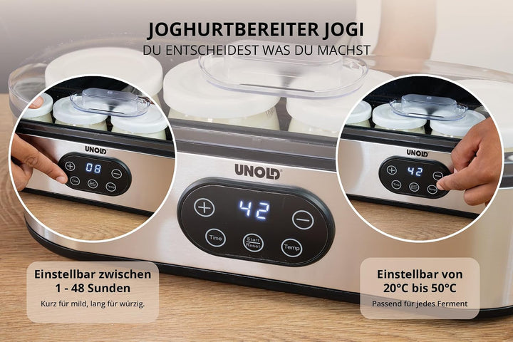 Unold Joghurtbereiter Jogi | 4 Behälter à 180 ml für hausgemachten Joghurt | Einfache Joghurtbereitu