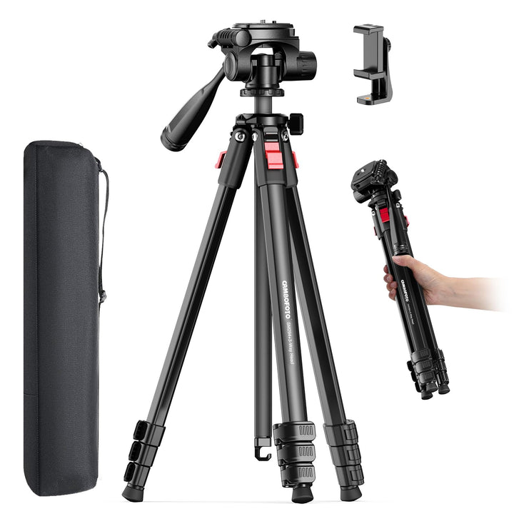 173cm Leichtes Kamerastativ, kompaktes tragbares Aluminium-Reisestativ für DSLR/SLR, kompatibel mit