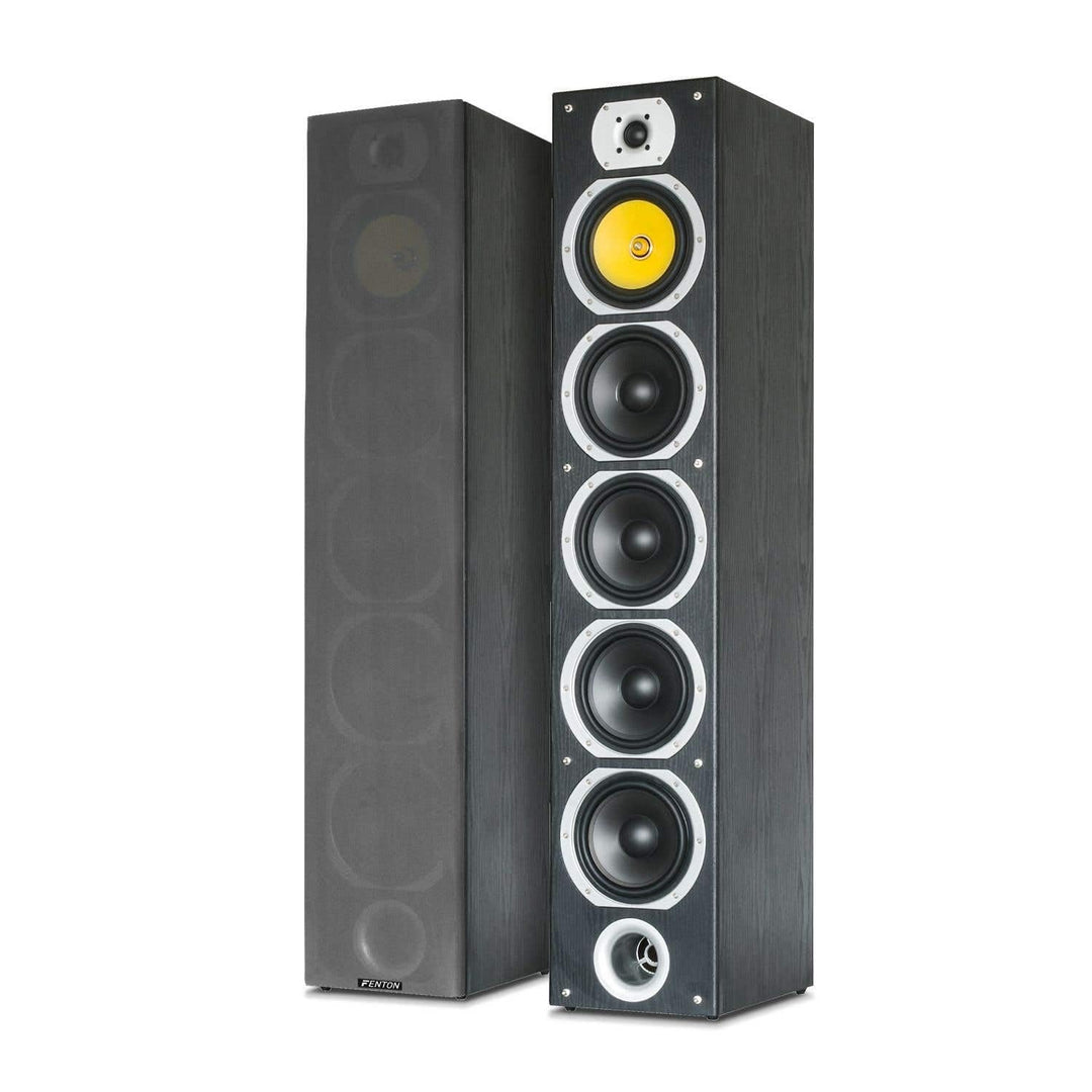 Fenton SHFT57B Standlautsprecher Paar 600 Watt, HiFi Lautsprecher Boxen für Stereoanlage, 4-Wege pas
