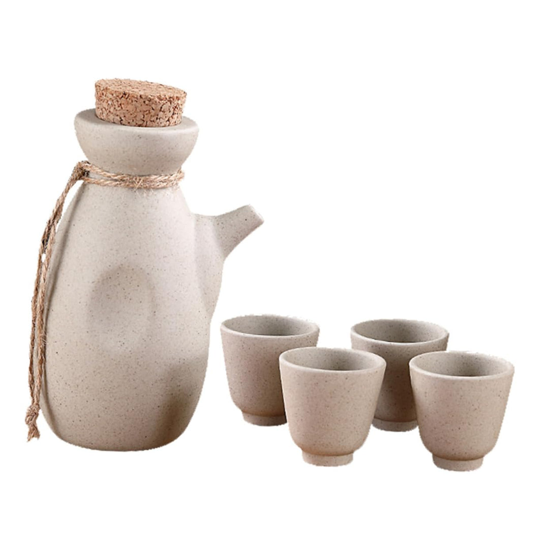 MAGICLULU Keramik Sake Satz Mit 300ml Flasche 4 x 50ml Becher Japanischer Stil Handpoliert Glasiert