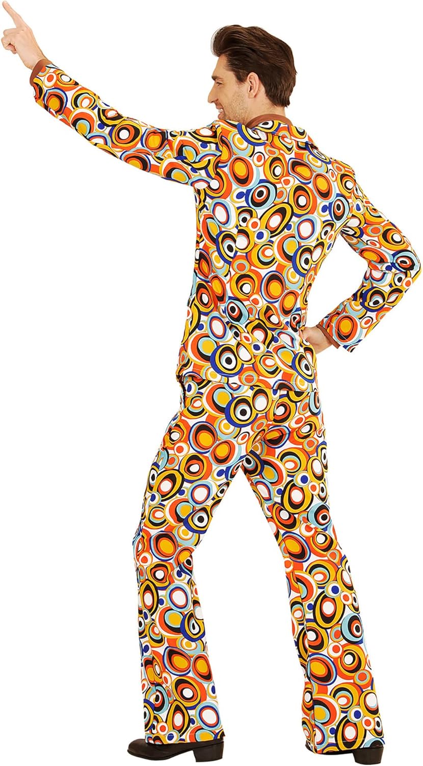 W WIDMANN MILANO Party Fashion - Kostüm 70er Jahre Anzug, Jackett und Hose, Hippie, Reggae, Flower P