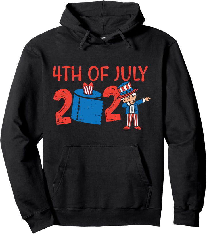 4th Of July 2021 Toilet Paper Dab Uncle Sam Face Mask Funny Pullover Hoodie