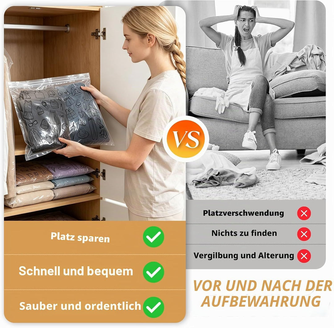 Jcocylse Vakuumierbeutel für Kleidung & Bettdecken – Platzsparende Vacuum Bags for Clothing – Vakuum