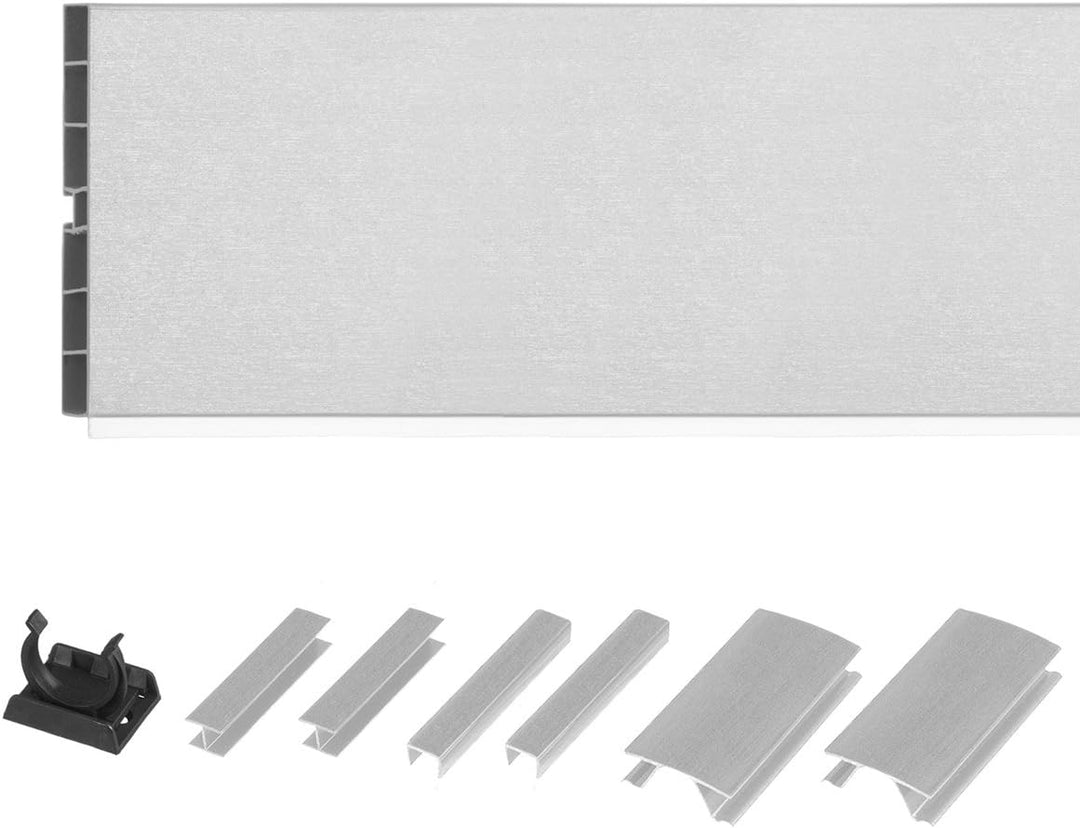 HOLZBRINK 150cm Sockelblende Sockelleiste für Einbauküche 150mm Höhe ALUMINIUM Gebürstet - HBK15 1x