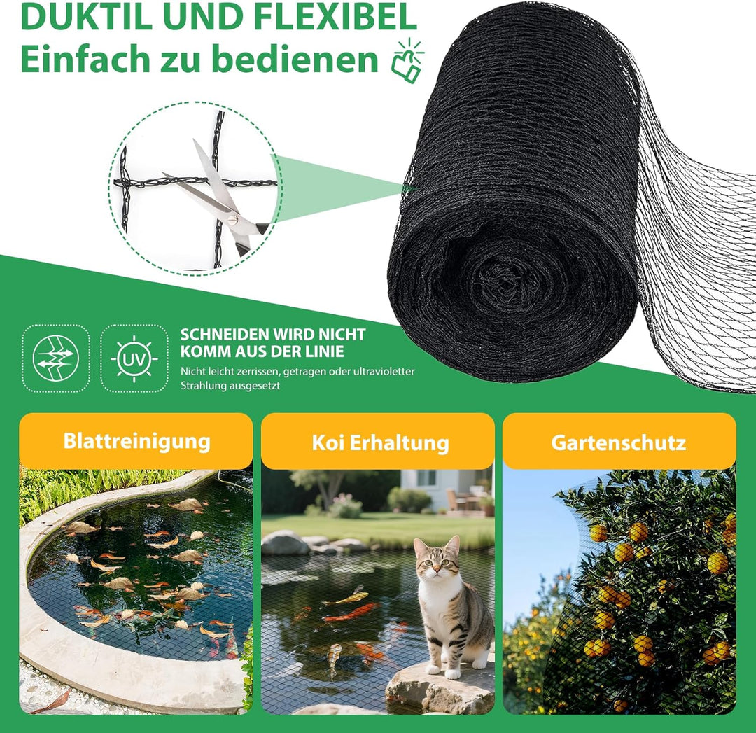 Teichnetz Vogelschutznetz taubennetz für Garden, 12x12mm feinmaschig 30g/m²,Robust Reissfest UV-best