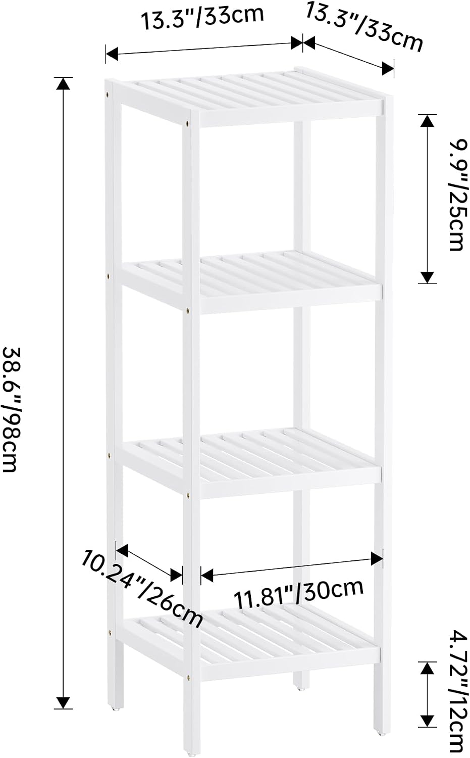 SMIBUY Badezimmer-Aufbewahrungsregal, 4 Ebenen, Bambusregal, Organizer, multifunktionales Regal für