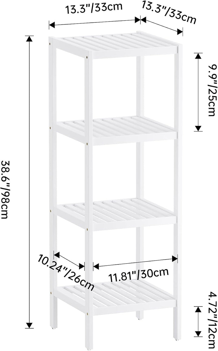 SMIBUY Badezimmer-Aufbewahrungsregal, 4 Ebenen, Bambusregal, Organizer, multifunktionales Regal für