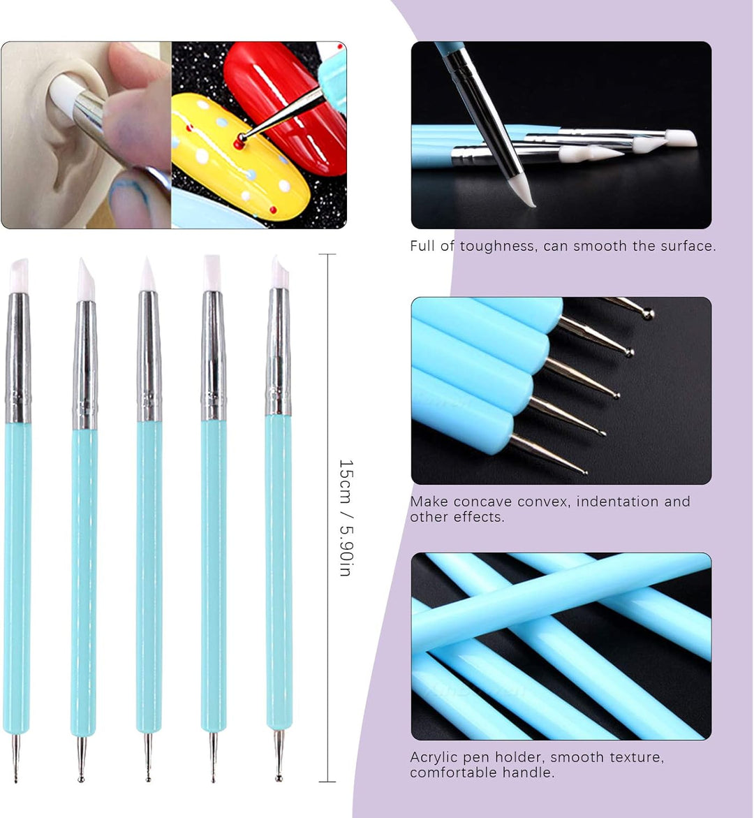 Swpeet Modelliermasse-Set, 22-teilig, Ball-Stylus-Werkzeug, Töpferwerkzeuge, Gummispitze, Kunststoff