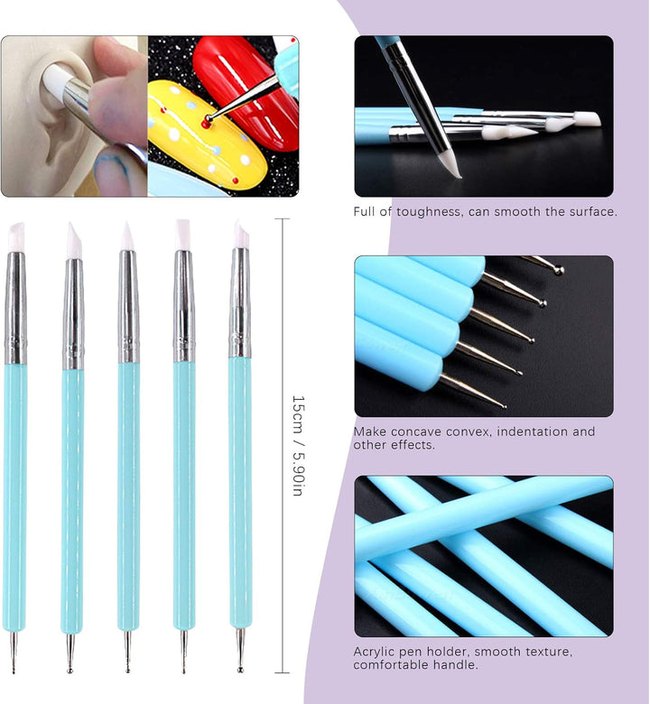 Swpeet Modelliermasse-Set, 22-teilig, Ball-Stylus-Werkzeug, Töpferwerkzeuge, Gummispitze, Kunststoff