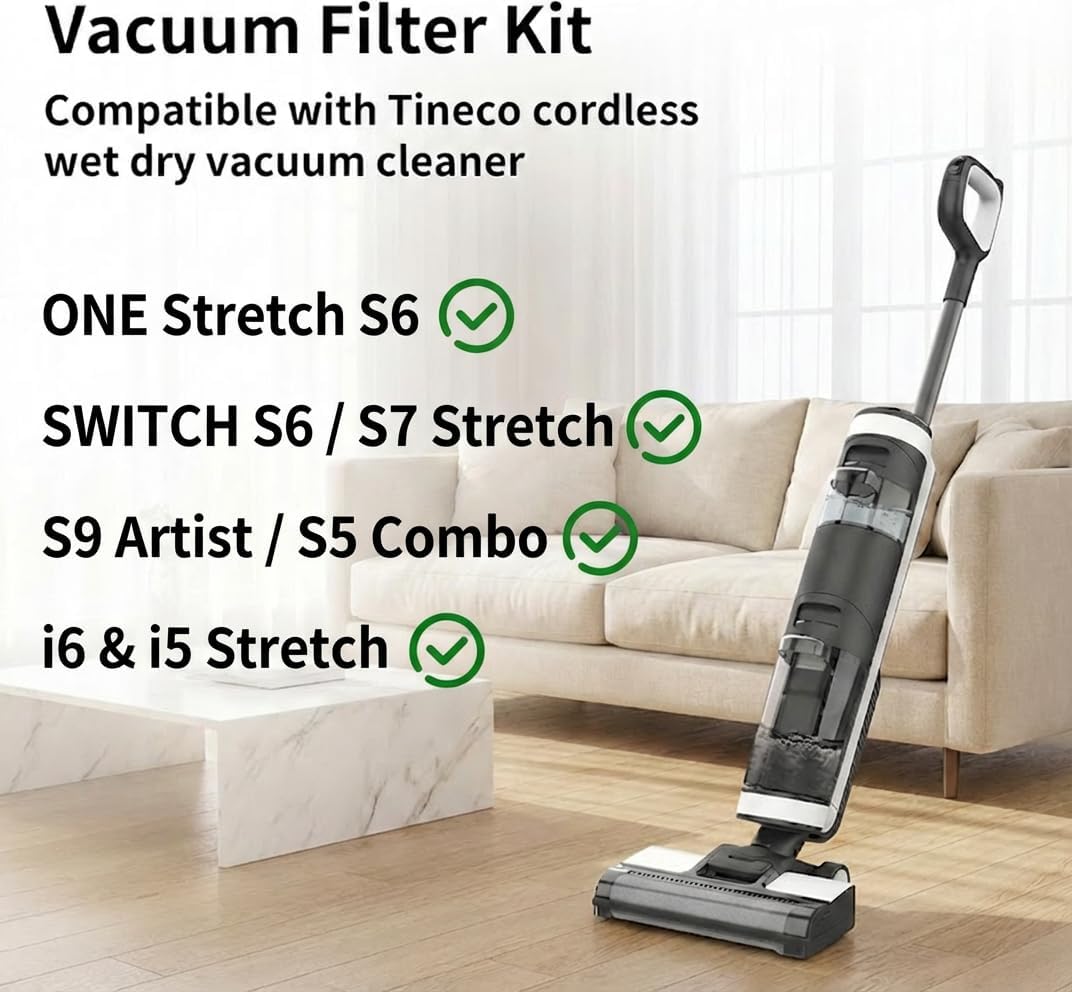 6 Stück HEPA Ersatzfilter für Tineco FLOOR ONE Stretch S6 / SWITCH S6 / S7 Stretch / S9 Artist / S5