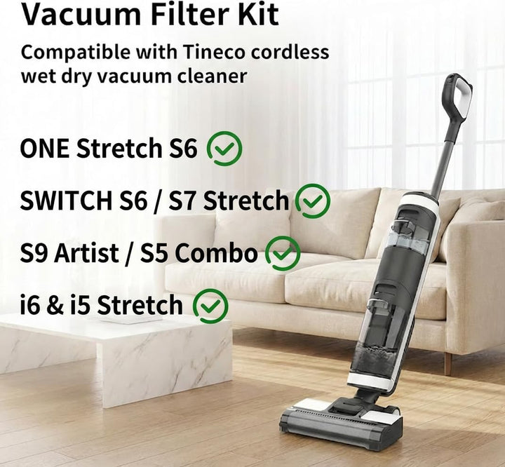 6 Stück HEPA Ersatzfilter für Tineco FLOOR ONE Stretch S6 / SWITCH S6 / S7 Stretch / S9 Artist / S5